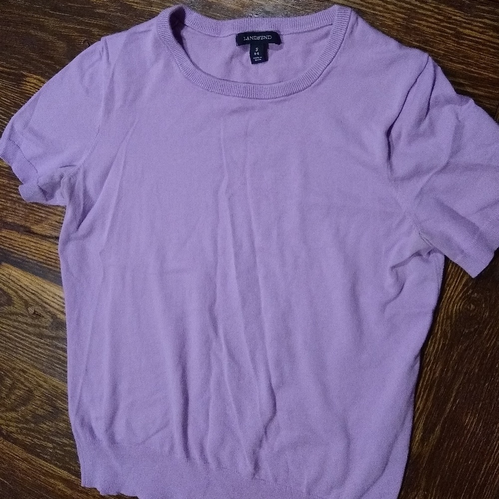 Lands End Short-sleeve Sweater Sz S Lavender